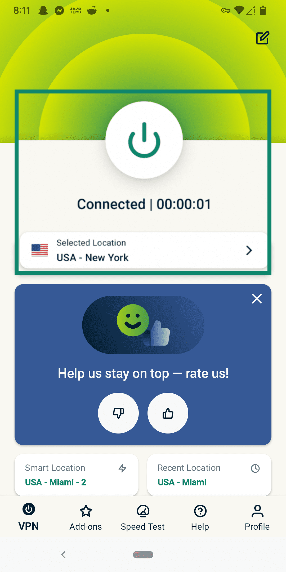 Connecting to ExpressVPN.