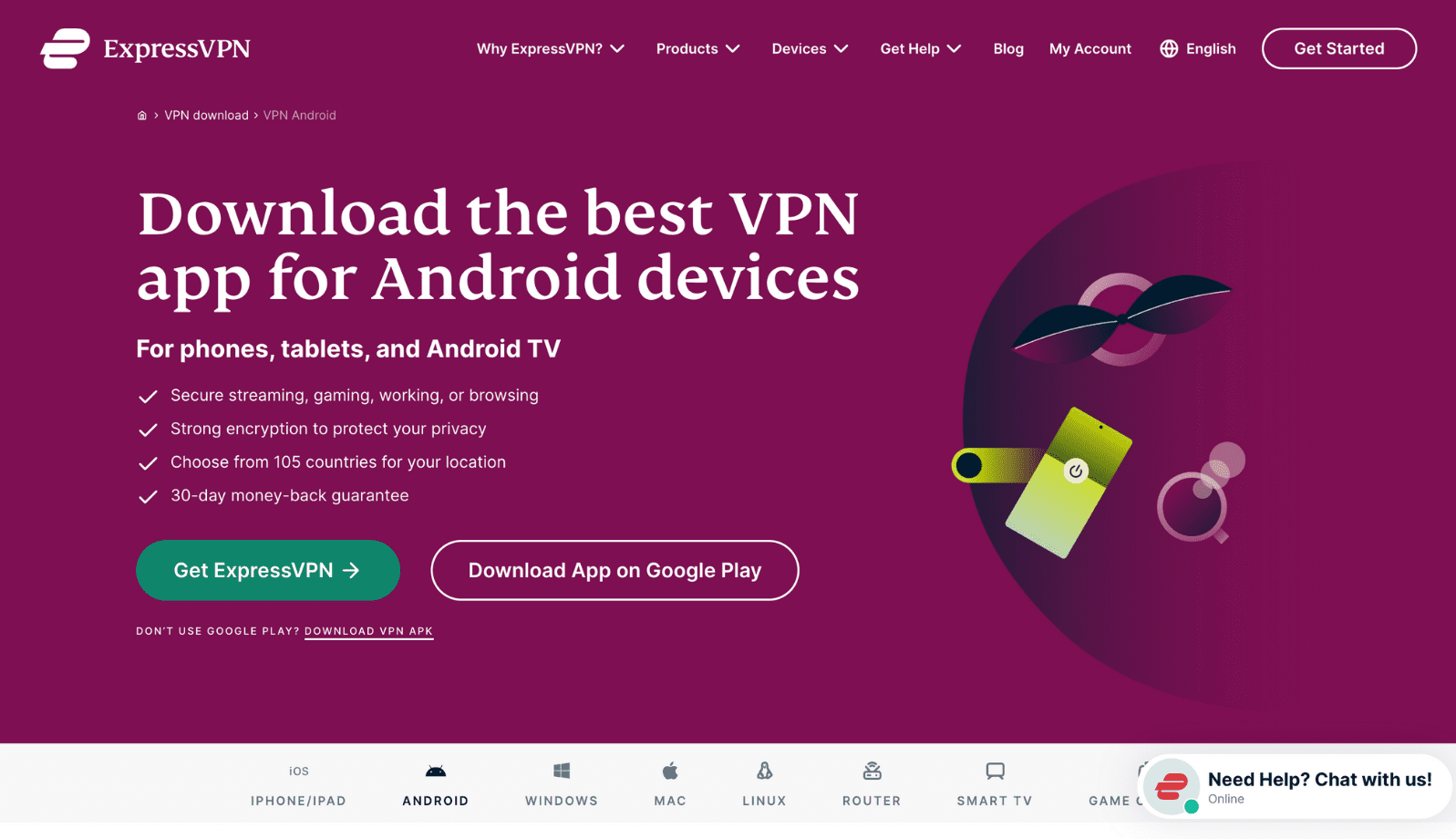 ExpressVPN for Android download page