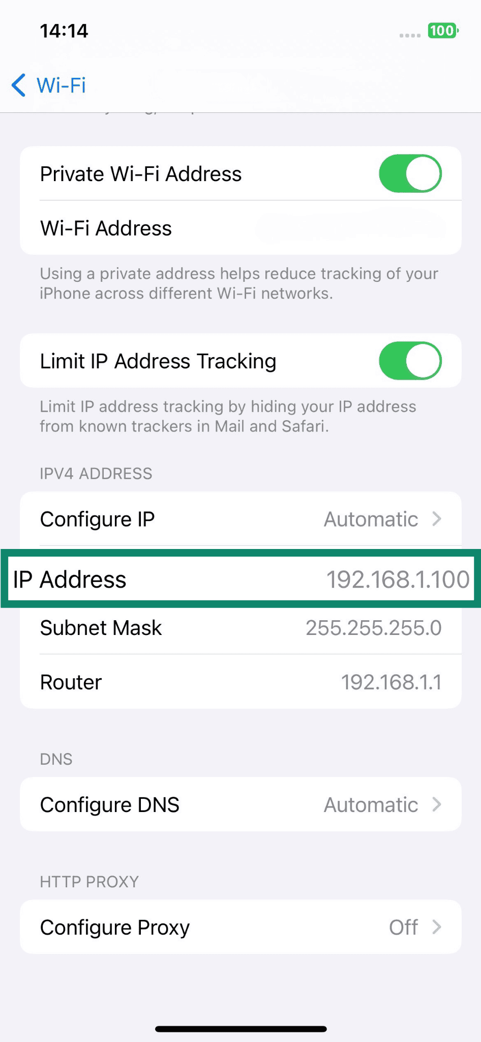 iPhone SSID settings screen.