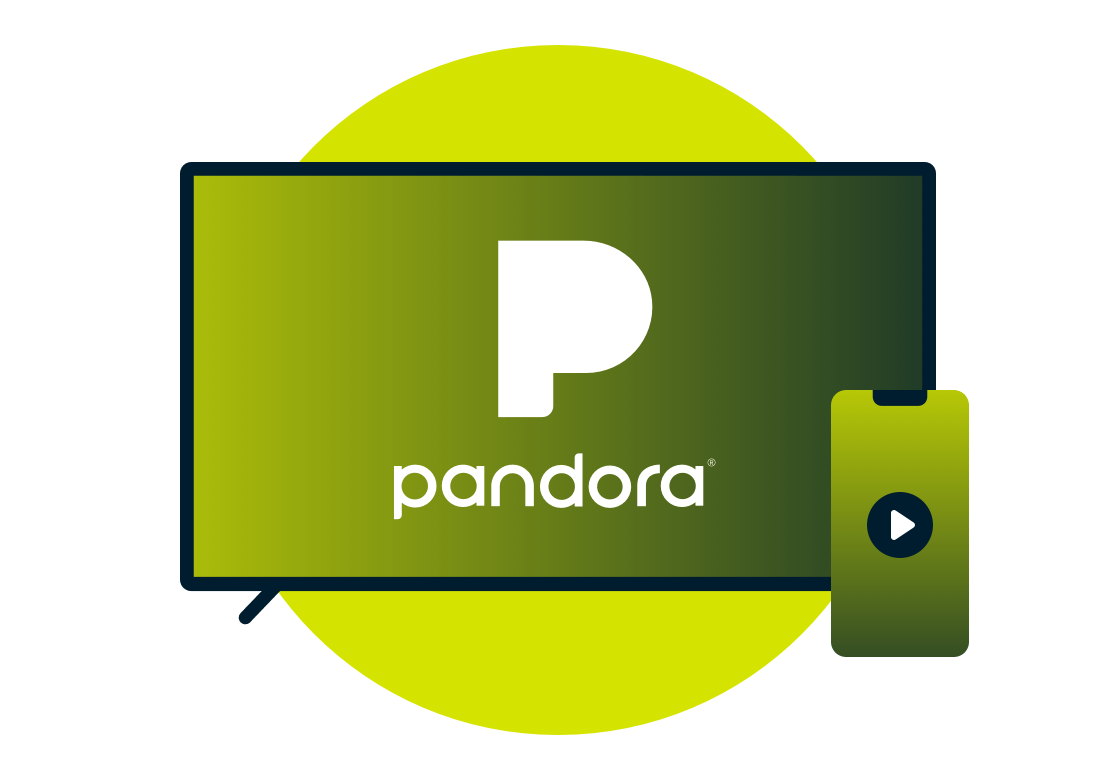 Television screen with Pandora logo.