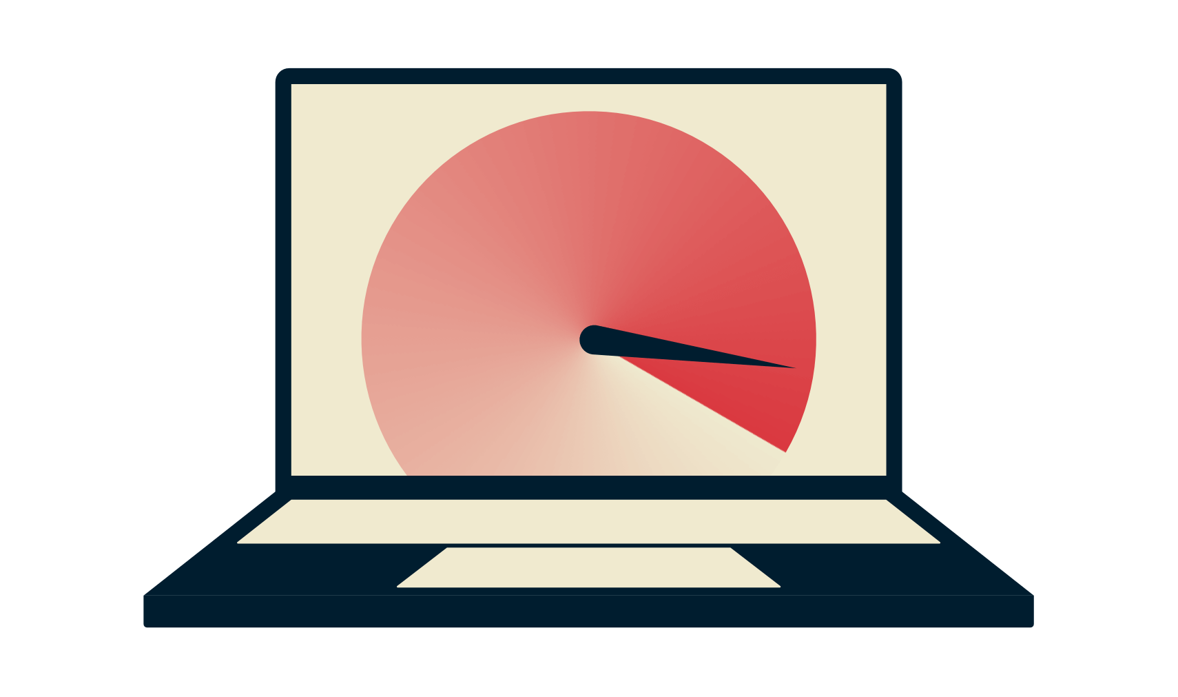 A laptop with a speedometer