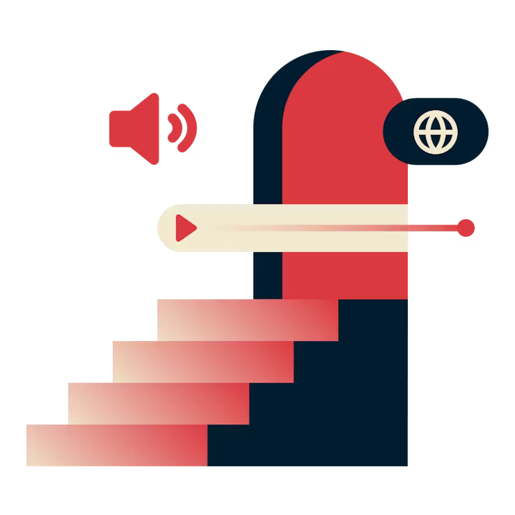 Watch content from anywhere: Stairs to an open doorway, representing access. 