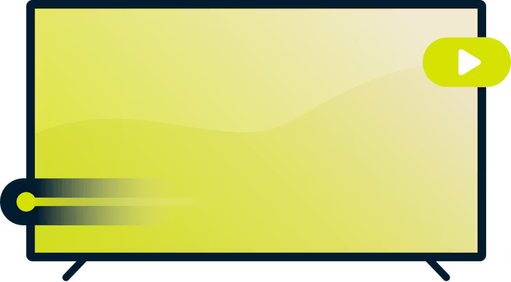 Besser spielen mit einem VPN: Ein Fernseher mit Fortschrittsbalken und Play-Taste.