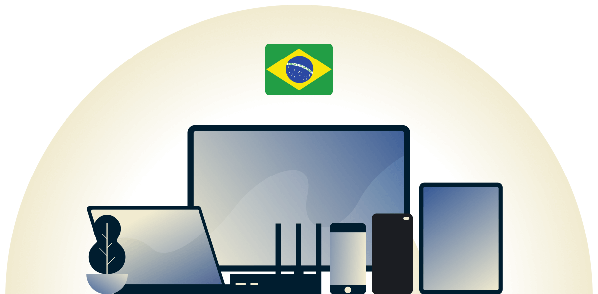 VPN do Brasil protegendo uma variedade de dispositivos.