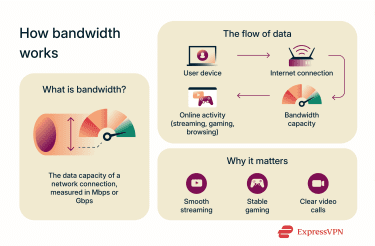 An illustration covering the definition of bandwidth, where it fits into the flow of data, and why it's important.