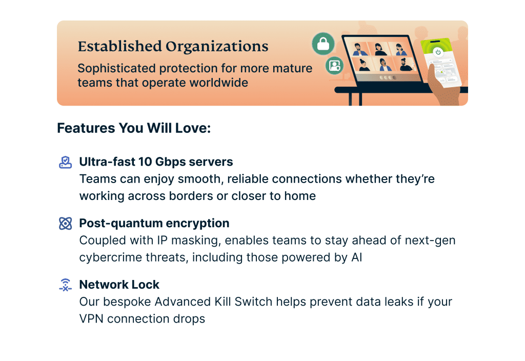 ExpressVPN for Teams larger organizations features