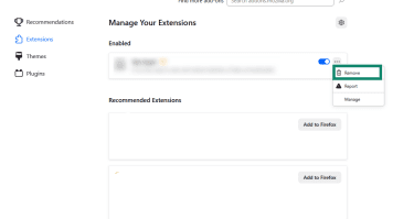 Remove extensions from Firefox browser